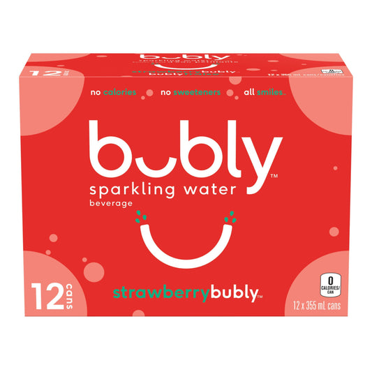Bubly Sparkling Water - 355 ml - Strawberry - 12 Pack