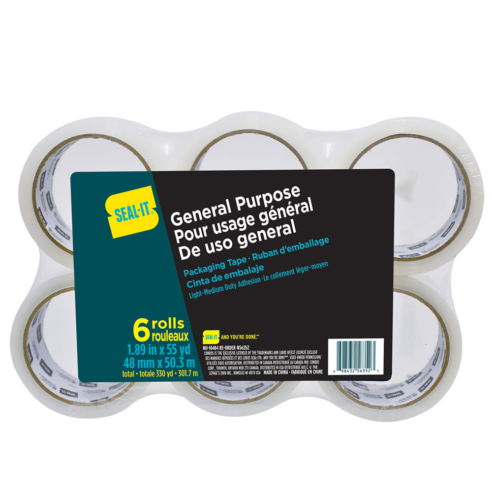 Seal-It All Purpose Clear Packing Tape - 48mm x 50m - 6 Pack