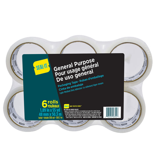 Seal-It All Purpose Clear Packing Tape - 48mm x 50m - 6 Pack