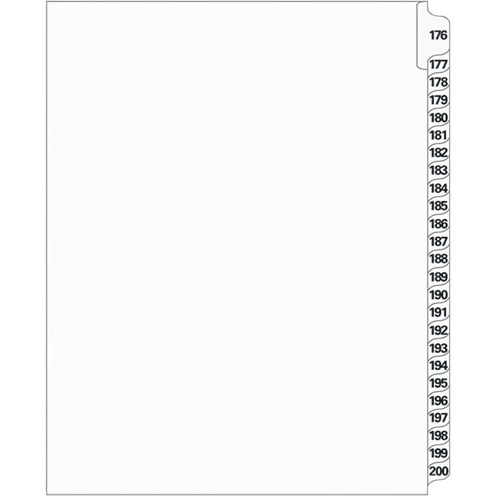 Supreme Litigation Tabs 25th Cut Numeric Set 11" White #176-200