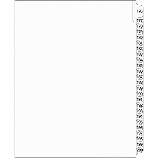 Supreme Litigation Tabs 25th Cut Numeric Set 11" White #176-200