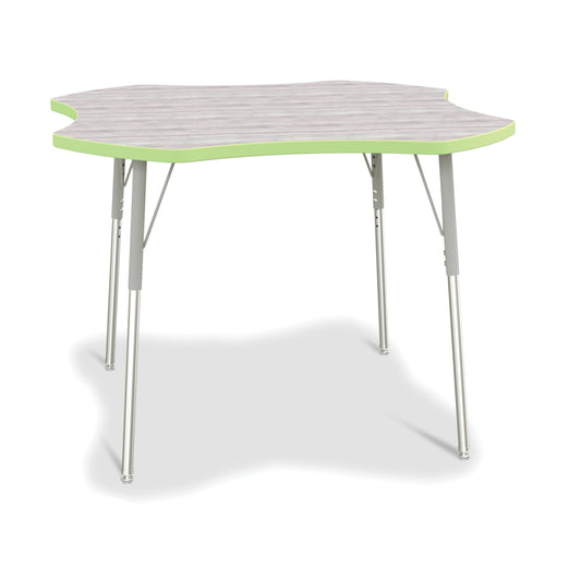Table d'activités Jonti-Craft Berries à quatre abattants - 24-31 po de hauteur - Gris bois flotté/citron vert