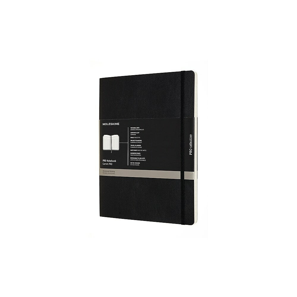 Carnet professionnel à couverture souple Moleskine Pro Collection, noir, 7,5" x 10"