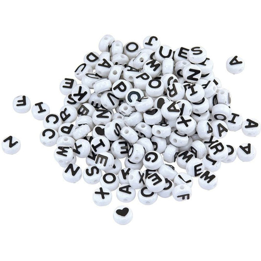 Hygloss Black & White ABC Beads - 300 Pack