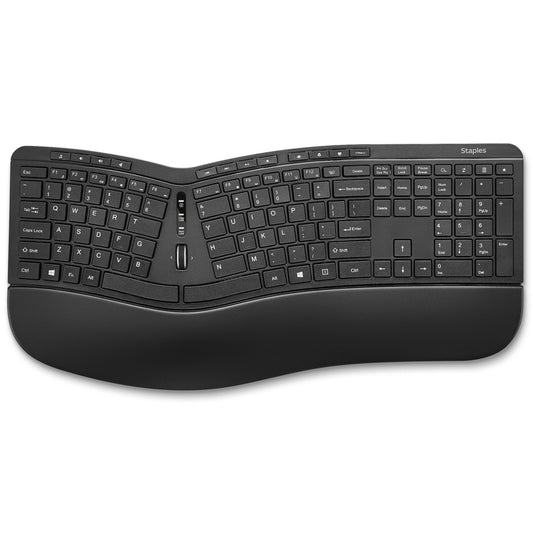 Staples Tech Wireless Ergo Keyboard - Black - English