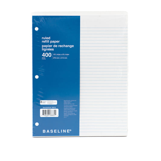 Recharge de papier Staples - Ligné - 8-3/8" x 10-7/8" - 400 feuilles