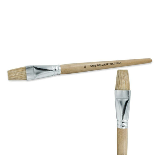 Eterna #579s Short Handle Flat Paint Brush Size 12, 12/pkg