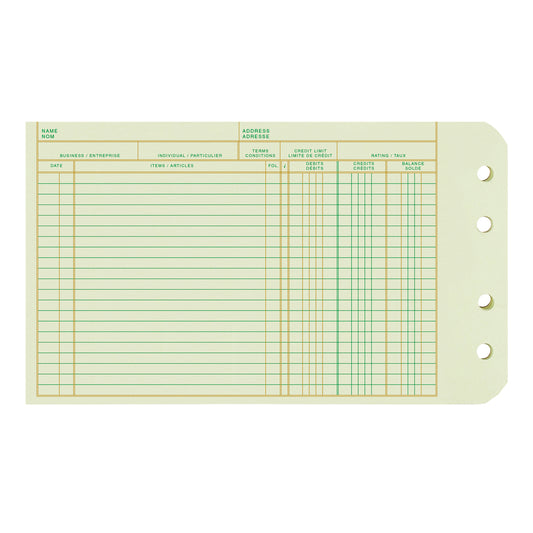 Recharges de feuilles de grand livre Blueline - 5" x 8-1/2" - Vert - Bilingue - 100 feuilles
