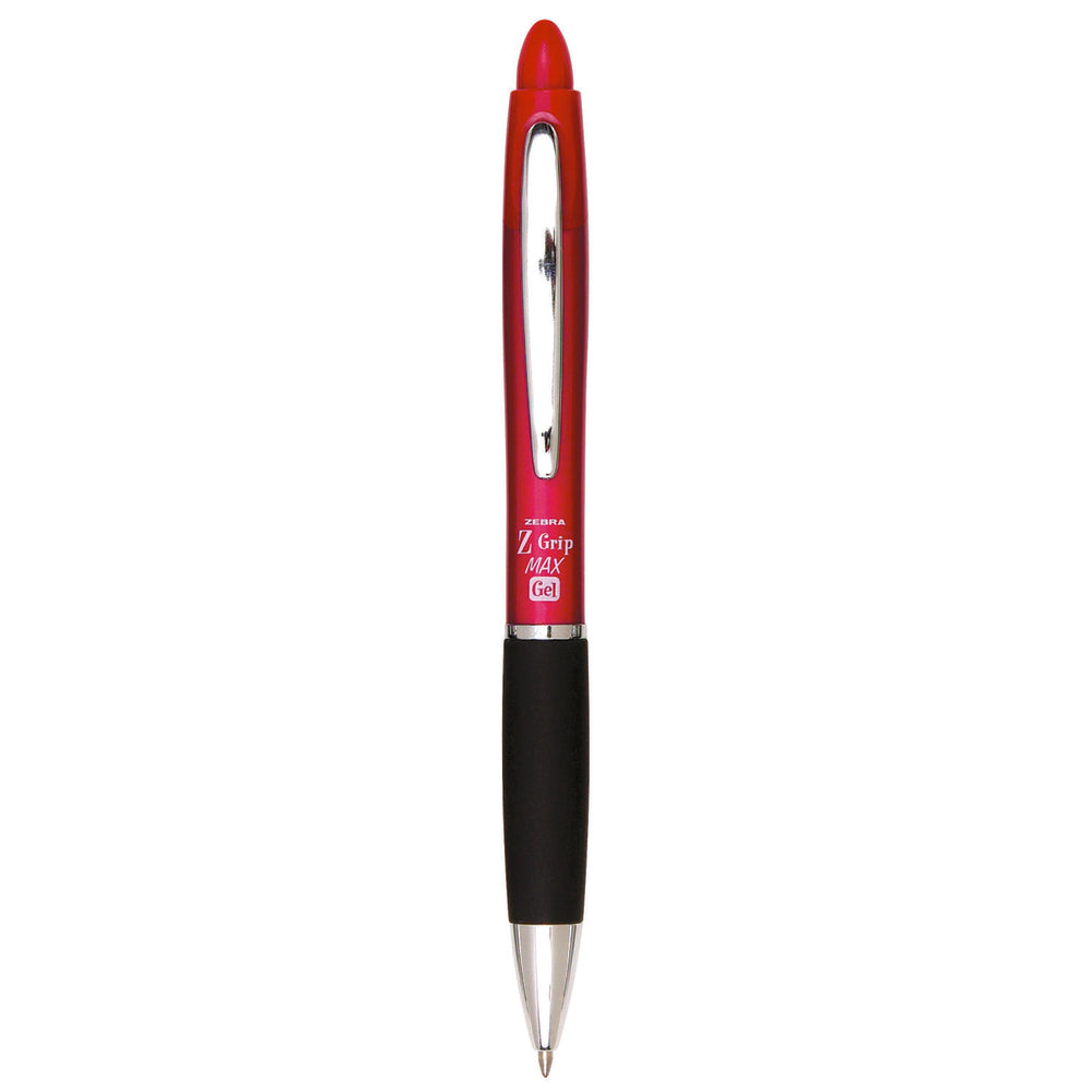 Stylo gel rétractable Zebra Z Grip Max - Pointe moyenne - 0,7 mm - Encre rouge
