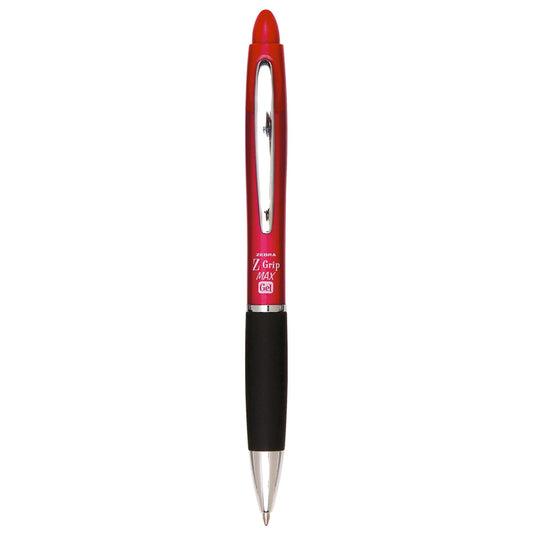 Stylo gel rétractable Zebra Z Grip Max - Pointe moyenne - 0,7 mm - Encre rouge