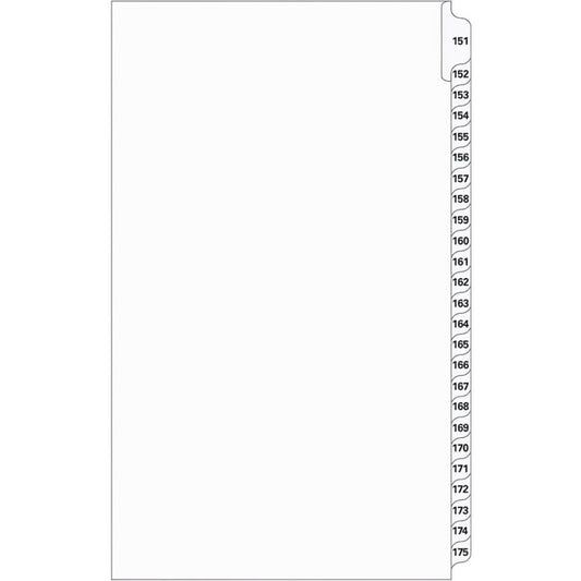 Supreme Litigation Tabs 25th Cut Numeric Sets 14" White 151-175