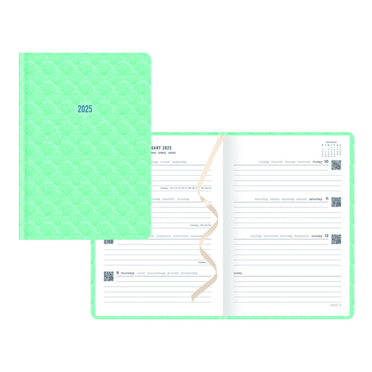 Letts 2025 Spring Valley Week to View Planner Hard Cover- 8 1/4'' x 5 7/8'' - Mint - Multilingual