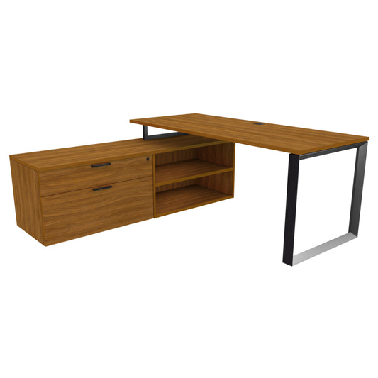 Heartwood HDL Levels Tiered L Desk With Storage - Black Walnut Black