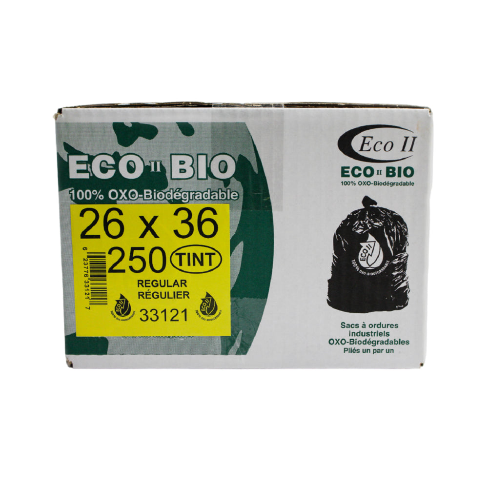 Sacs poubelles oxo-biodégradables Eco II - 26" x 36" - Standard - Teinte transparente - Paquet de 250