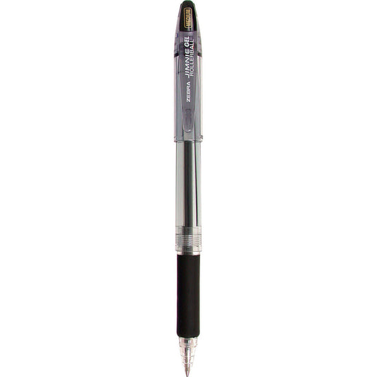 Zebra Jimnie Gel Ink Grip Rolling Ball Pen - Medium Point - 0.7mm - Black Ink - 12 Pack