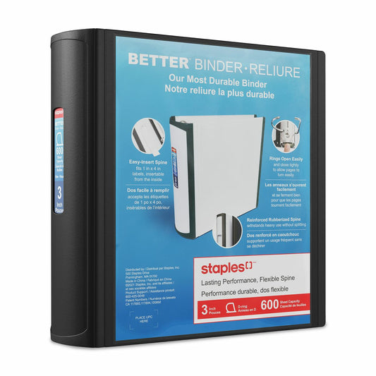 Staples Better Binder - 3" - Black