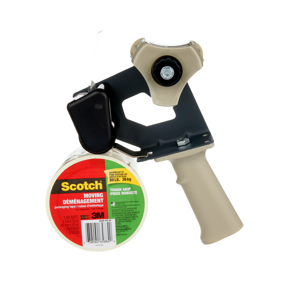 Ruban adhésif d'emballage mobile Scotch Tough Grip avec distributeur – 48 mm de large x 50 m de long