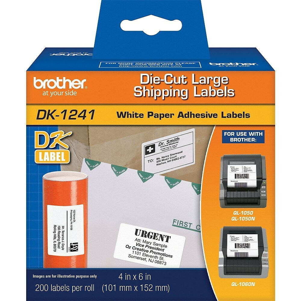 Brother DK1241 Large Shipping Labels, 4" x 6"