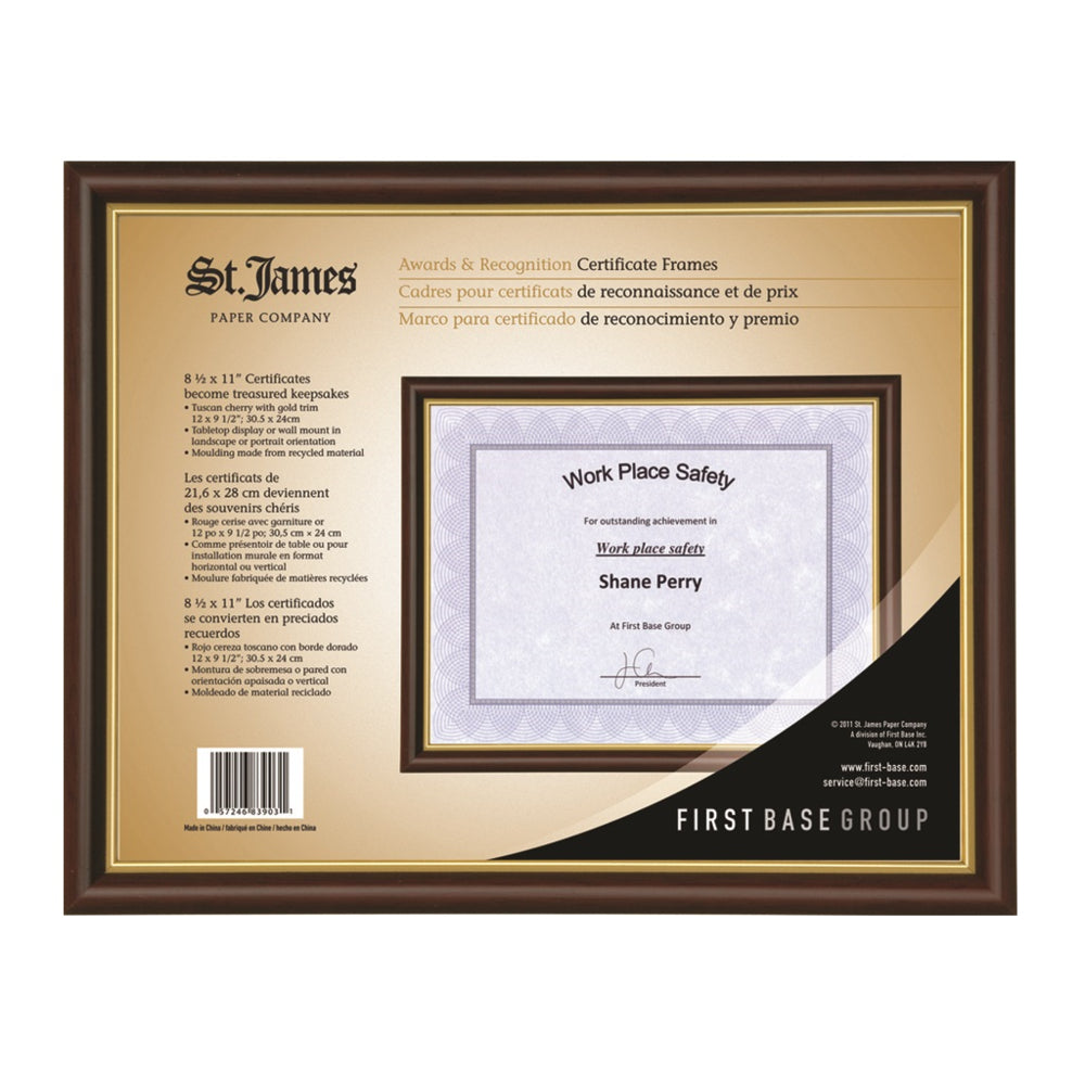 Cadre pour prix et certificats St. James - 8,5" x 11" - Cerisier de Toscane