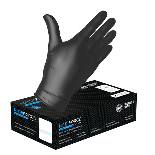 Forcefield NitriForce Supply Chain Textured Nitrile Disposable Gloves - 6mil - Small - Black - 50 Pack