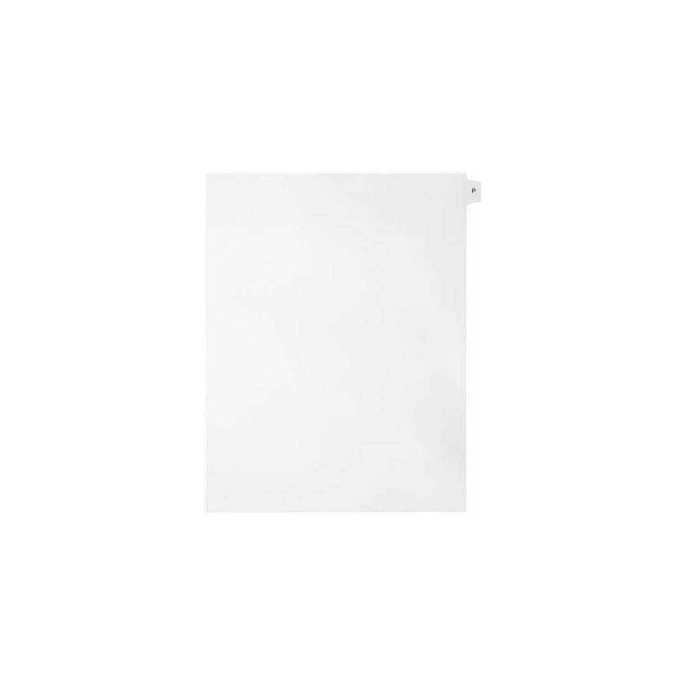 Onglets Sterling Alpha Singles, lettre P, blancs, format lettre, coupe 1/15e, paquet de 25