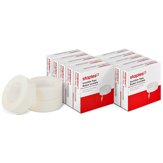 Staples Invisible Tape - Boxed - 19 mm x 32.9 m - 10 Pack
