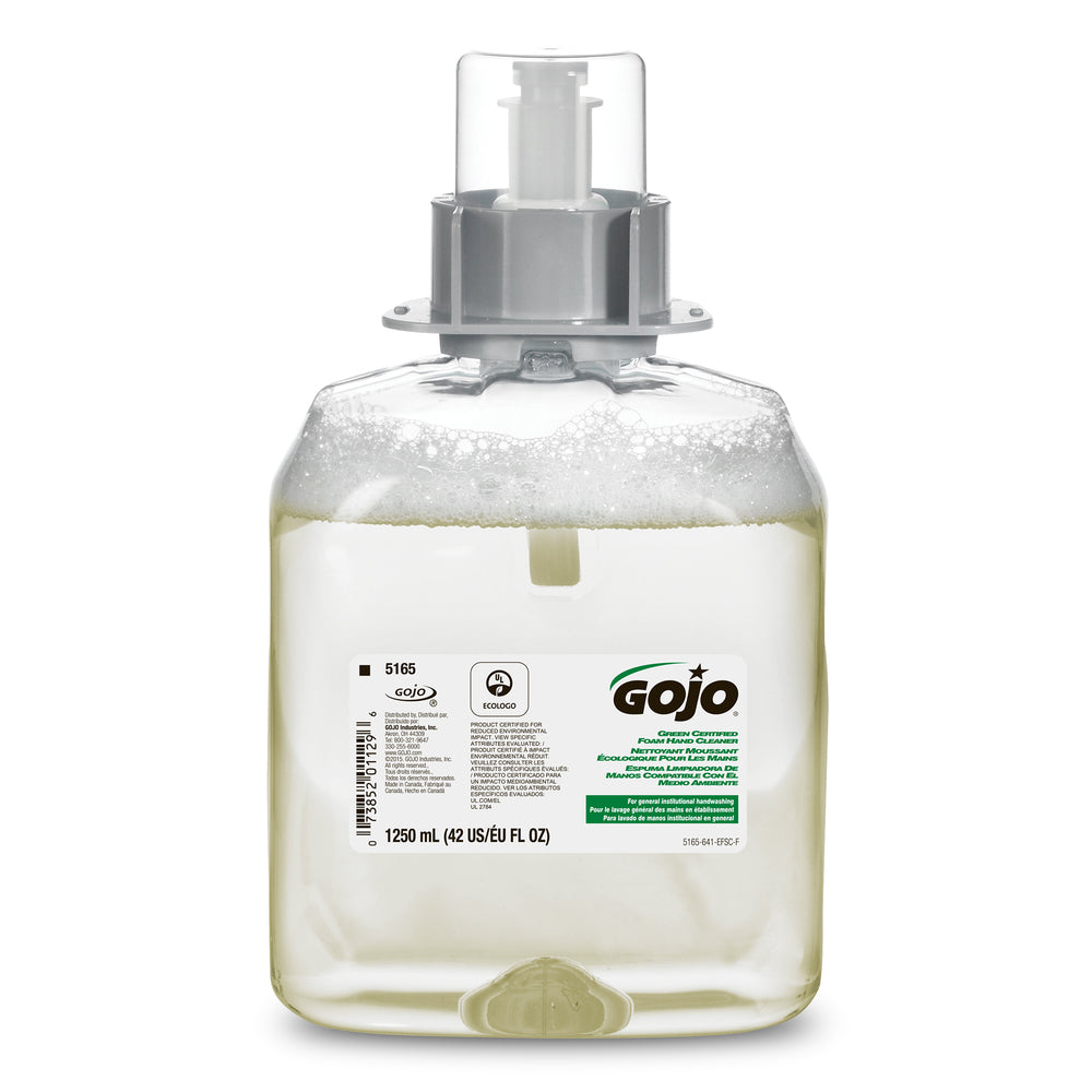 Recharge de mousse nettoyante pour les mains certifiée Gojo Green pour distributeur FMX-12 - 1 250 ml