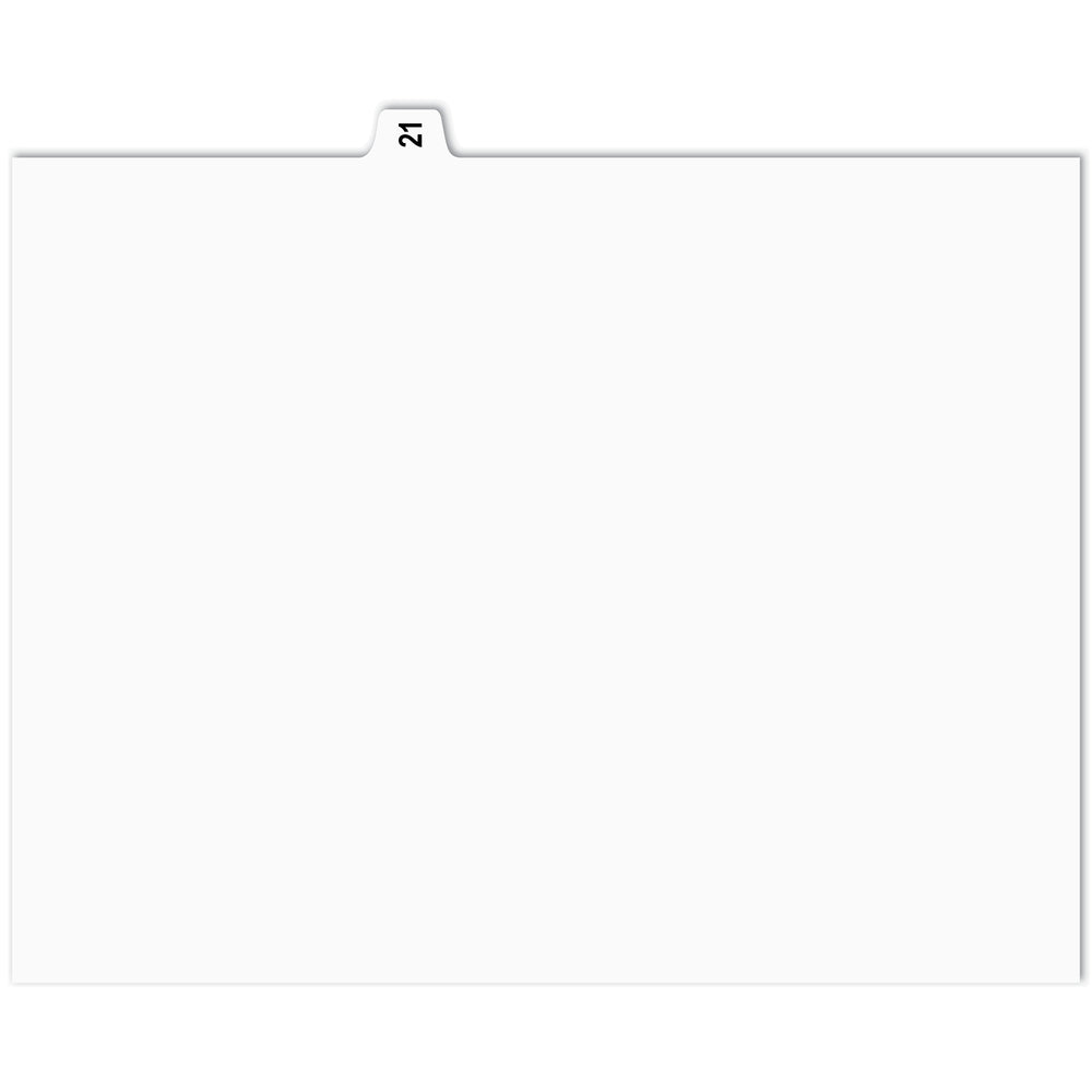 Onglets d'indexation numérique Apak - n° 21 - Blancs - 8 1/2" x 11" - Coupe 1/15e - 110 lb - Non perforés - Paquet de 25