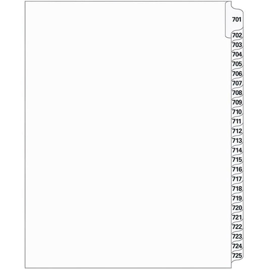 Supreme Litigation Tabs 25th Cut Numeric Set 11" White #701-725