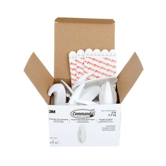Command Large Designer Hooks - White - 16 Pack