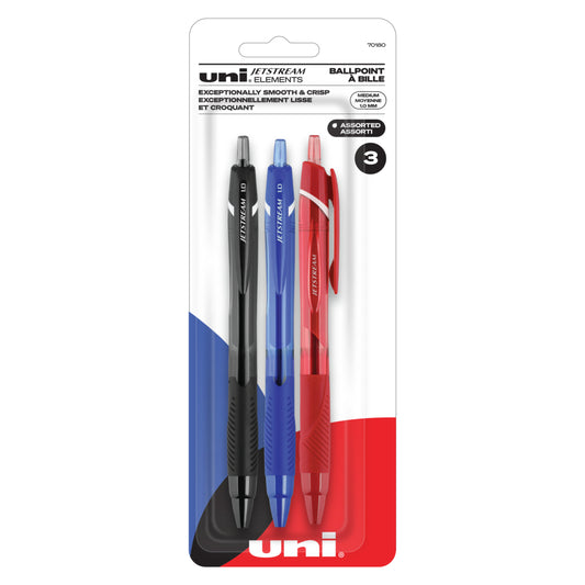 uni-ball Jetstream Elements Ballpoint Pens - Medium Point (1.0mm) - Assorted Ink - 3 Pack