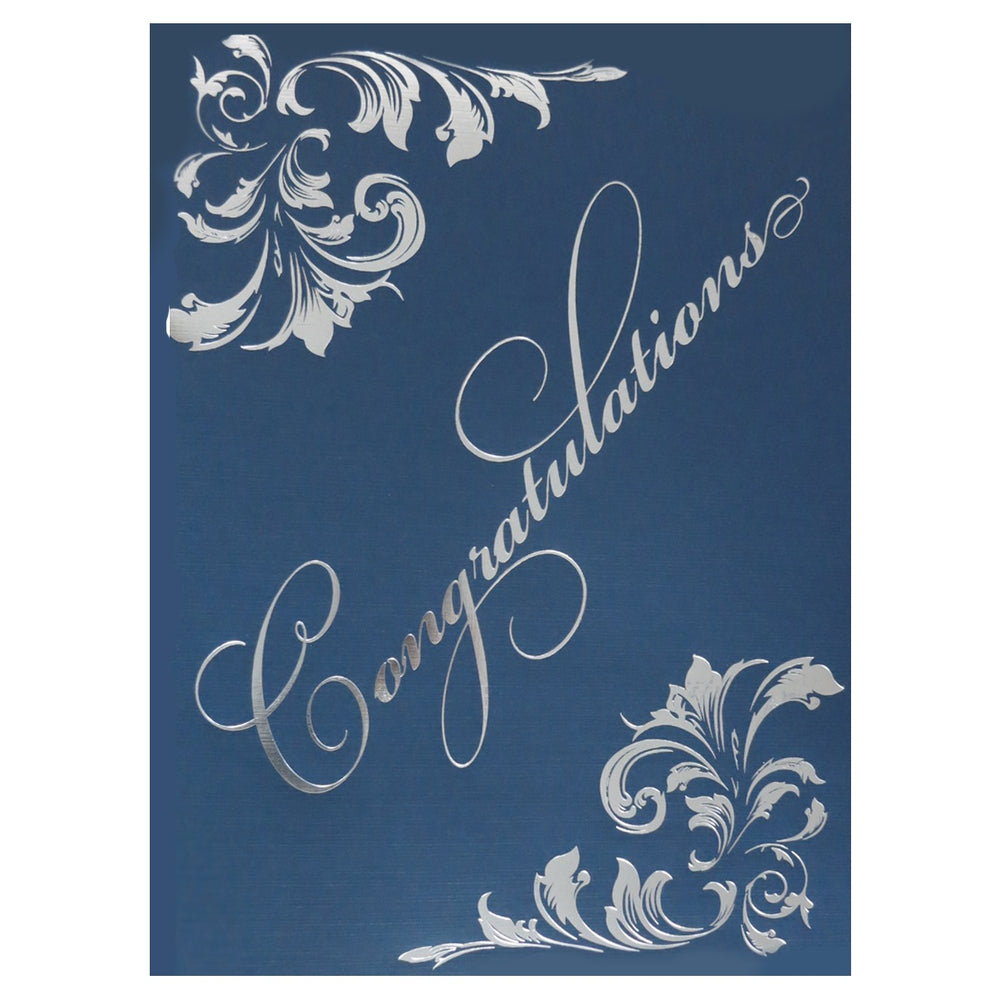 Porte-certificat St. James en lin argenté avec porte-carte cadeau – Bleu marine – Lot de 5
