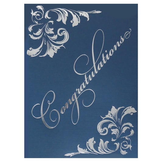 St. James Silver Foil Deco Linen Certificate Holder with Gift Card Holder - Navy Blue - 5 Pack