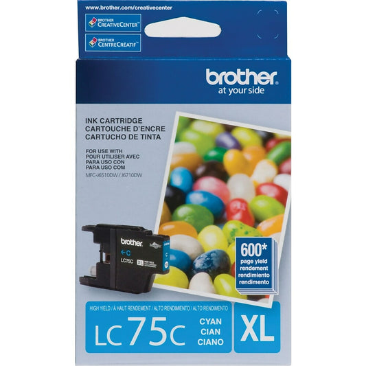Cartouche d'encre cyan Brother LC75, haut rendement (LC75CS)