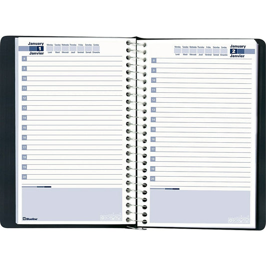 Agenda perpétuel quotidien Blueline, 8" x 5", bilingue
