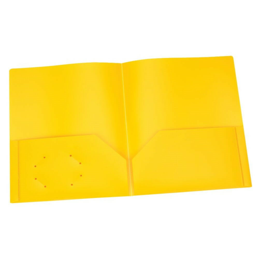 Oxford Poly Two Pocket Folders - Letter Size - Yellow - 25 Pack