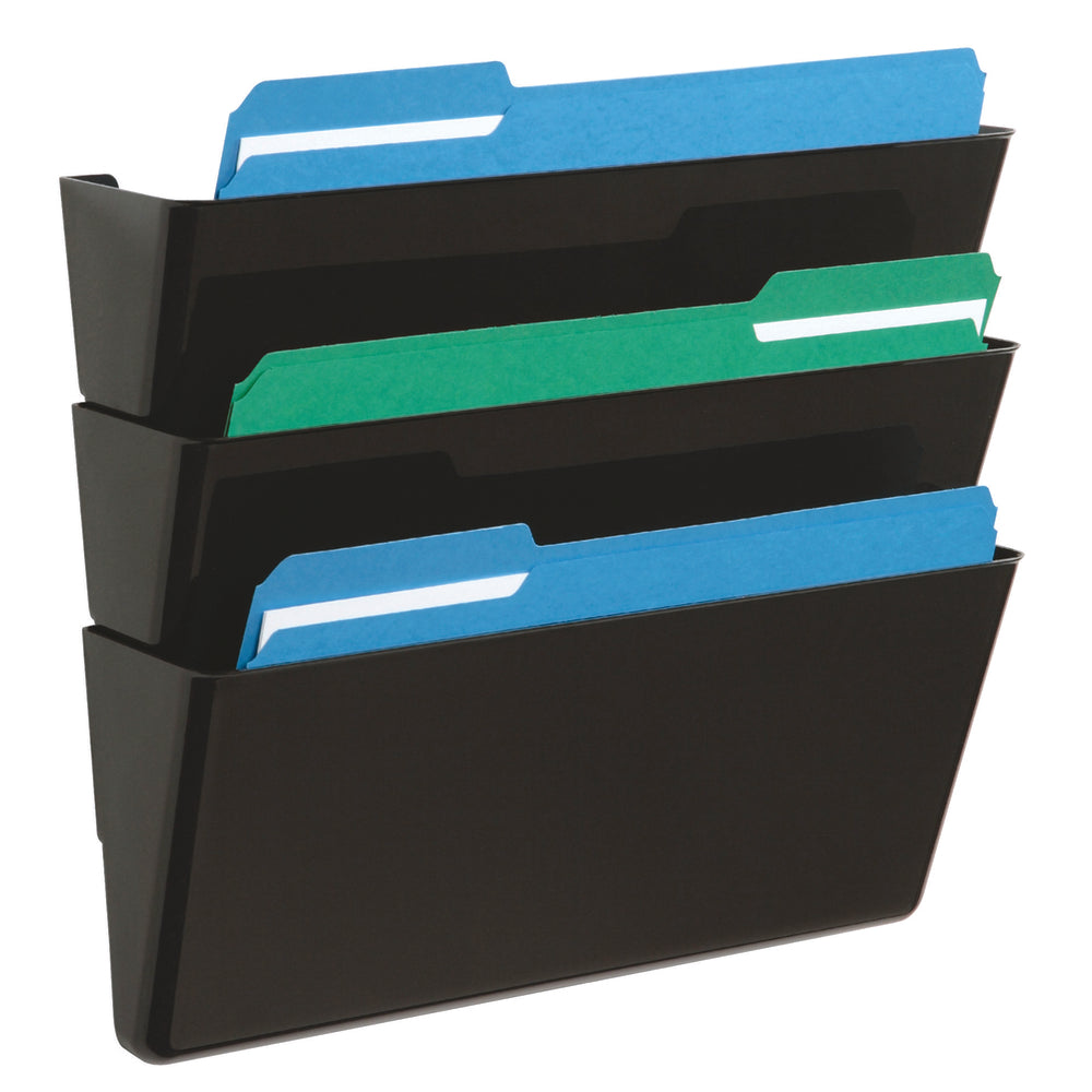 Pochettes empilables Deflecto EZ Link DocuPocket - 3 pochettes - Format lettre - Noir - Lot de 3