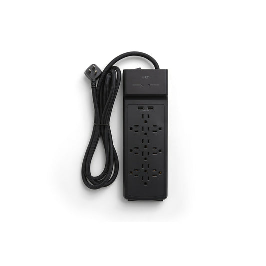 NXT Technologies NX54319-CA NX54319, 12-Outlet 2 USB Surge Protector, 8ft, 3900 Joules, Black