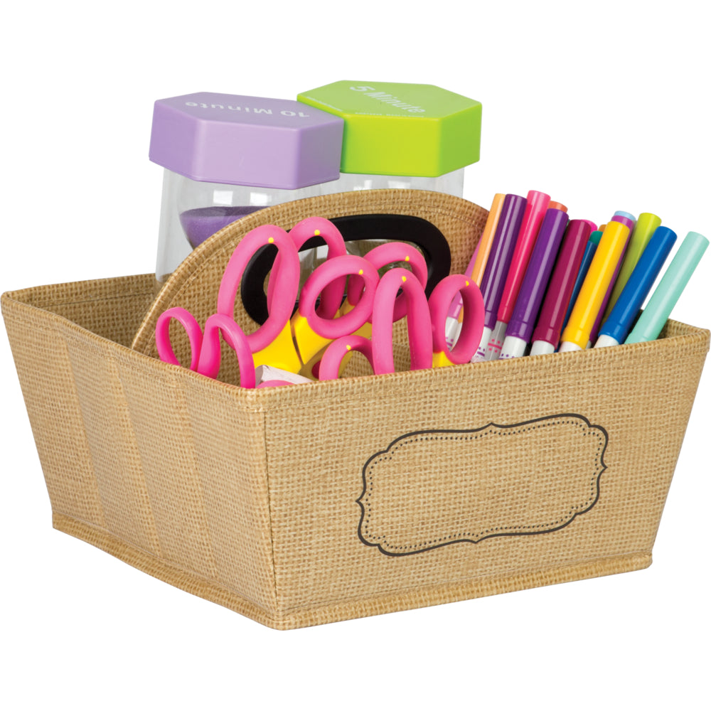 Panier de rangement en toile de jute créé par l'enseignant