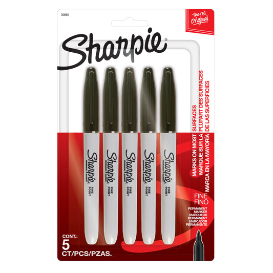 Sharpie Permanent Markers - Fine Tip - Black - 5 Pack