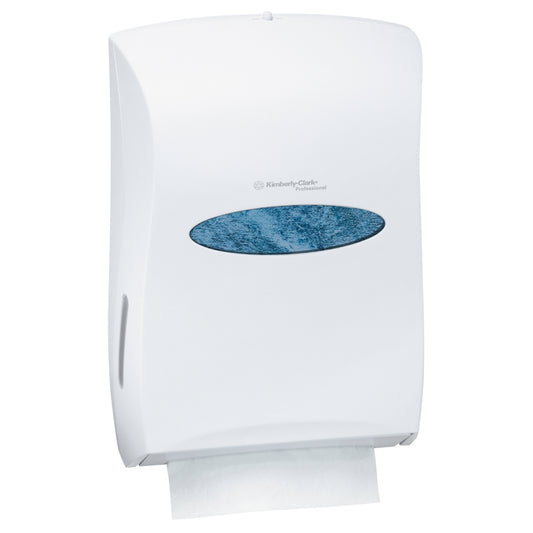 Distributeur universel de serviettes pliées Kimberly-Clark Professional – 33,8 cm x 47,5 cm x 14,8 cm – Blanc