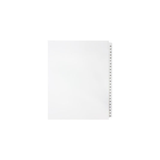 Onglets numériques Sterling, n° 26-50, blancs, format lettre, coupe 1/25e, 25/jeu, 1/pqt