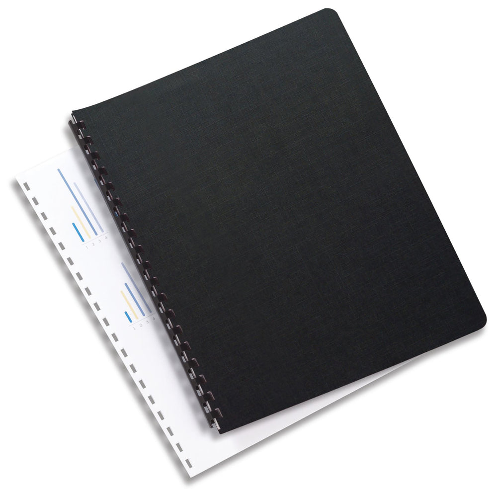 Couvertures de présentation standard GBC en lin tissé – Format lettre – Noir – 200 pièces