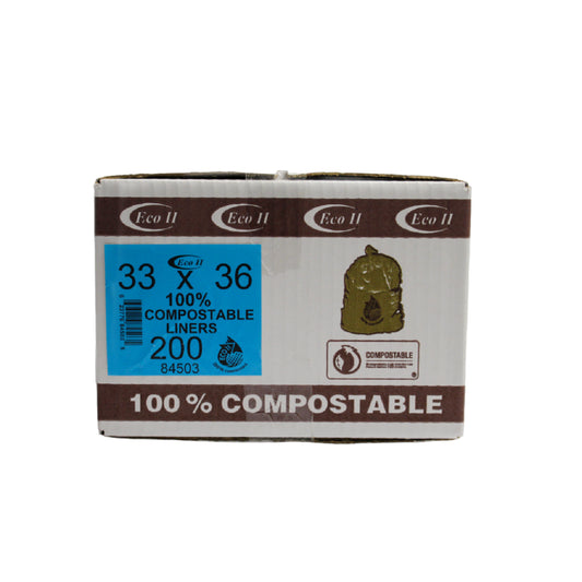 Sacs industriels 100 % compostables ECO II - 33" x 36" - Givrés - Paquet de 200