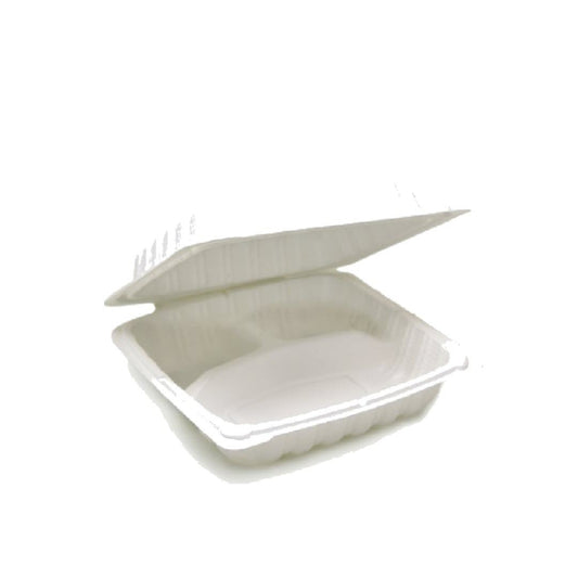 Eco-Packaging Clamshell Food Container - 3-Compartment - 8" x 8" x 2.75" - 150 Pack