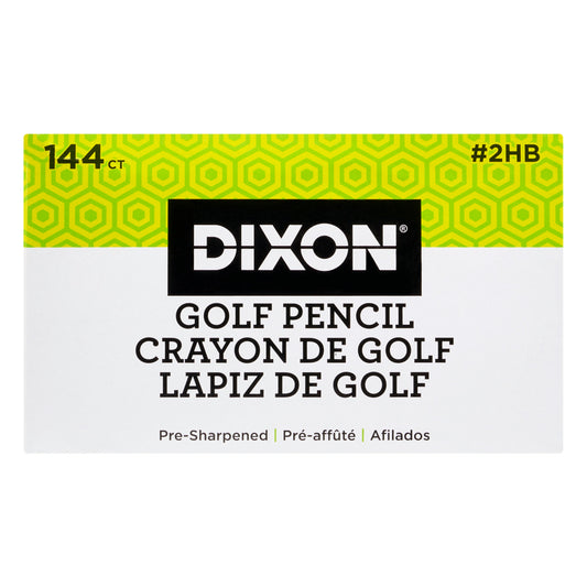 Dixon Golf Pencils - #2 HB Soft - Pre-Sharpened - Yellow - 144 Pack