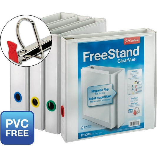 Classeur blanc autoportant Cardinal 4" avec anneaux en D inclinés