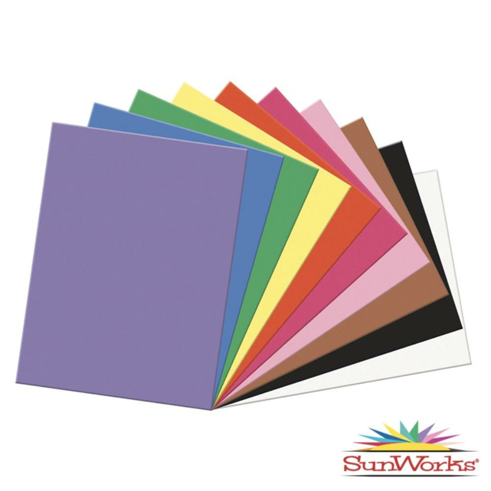 SunWorks Construction Paper, 10 Assorted Colours, 45.7cm x 61cm, 50 Sheets/pkg