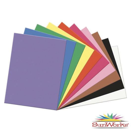 Papier de construction SunWorks, 10 couleurs assorties, 45,7 cm x 61 cm, 50 feuilles/paquet