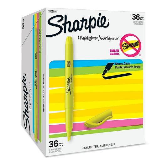 Sharpie Chisel Tip Pen-Style Highlighters - Yellow - 36 Pack